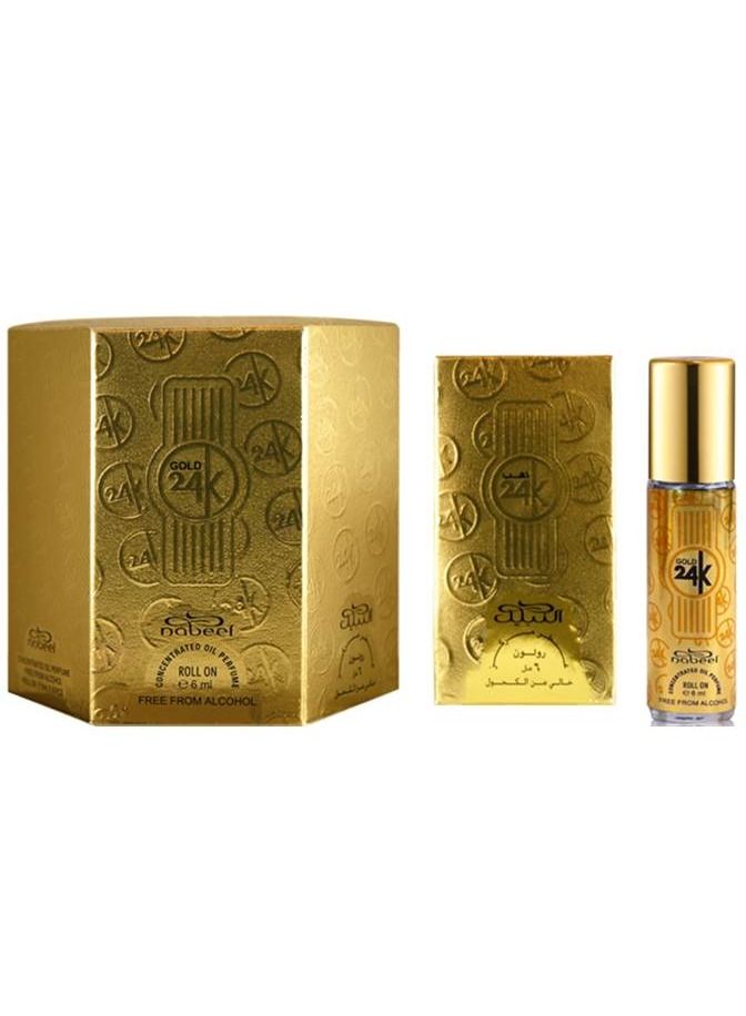 Nabeel 6 Pcs Nabeel Gold 24K Alcohol Free Roll On Oil Perfume 6ML - Image 2